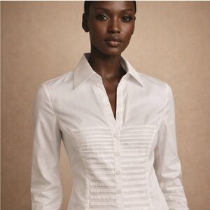 Traci Lynn White Pintuck Button-Down Blouse | Size Small | New With Tags